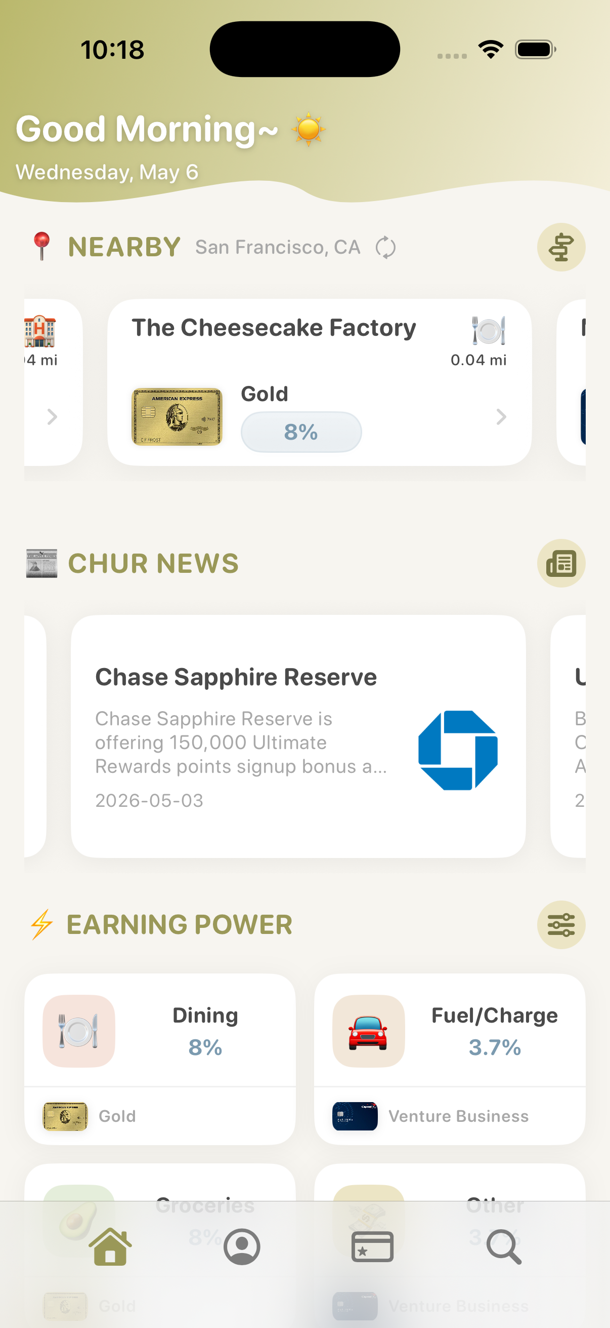 Chur home screen – nearby rewards