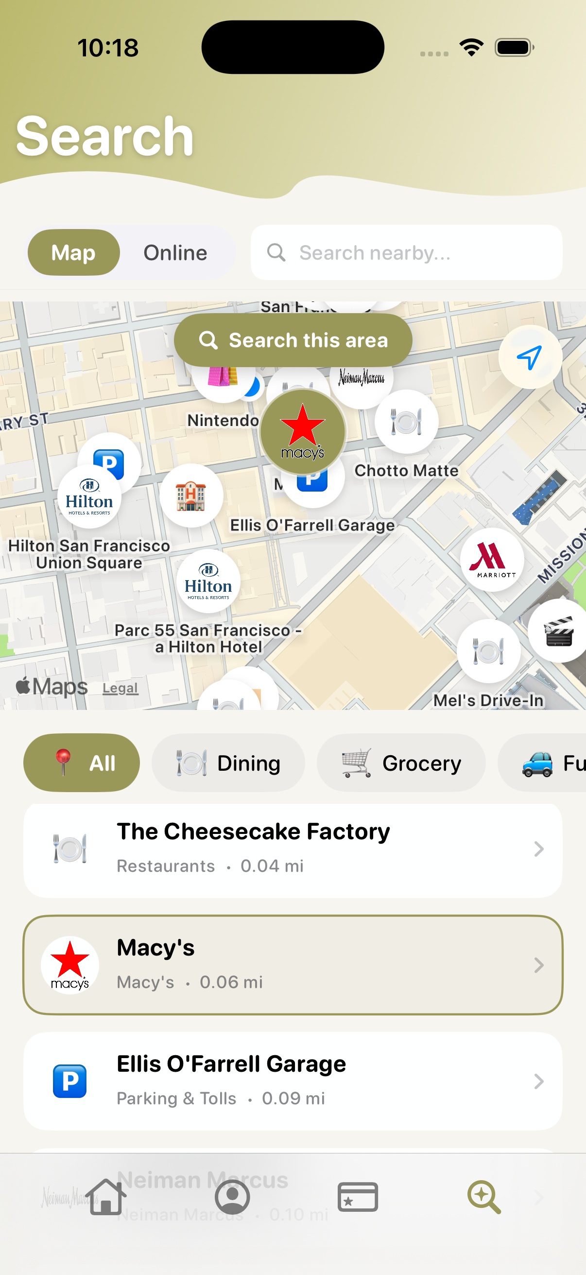 Chur search screen – map view