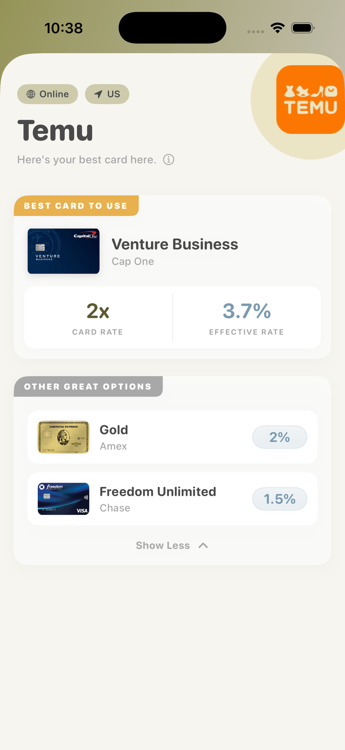 Chur merchant view – best card recommendation